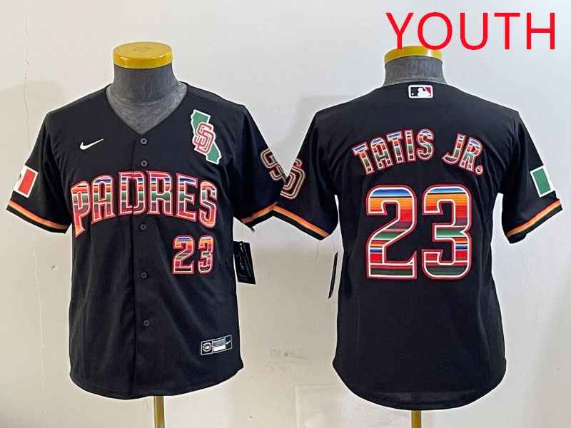 Youth San Diego Padres #23 Tatis jr Black Fashion Game 2025 Nike MLB Jersey style 2->youth mlb jersey->Youth Jersey